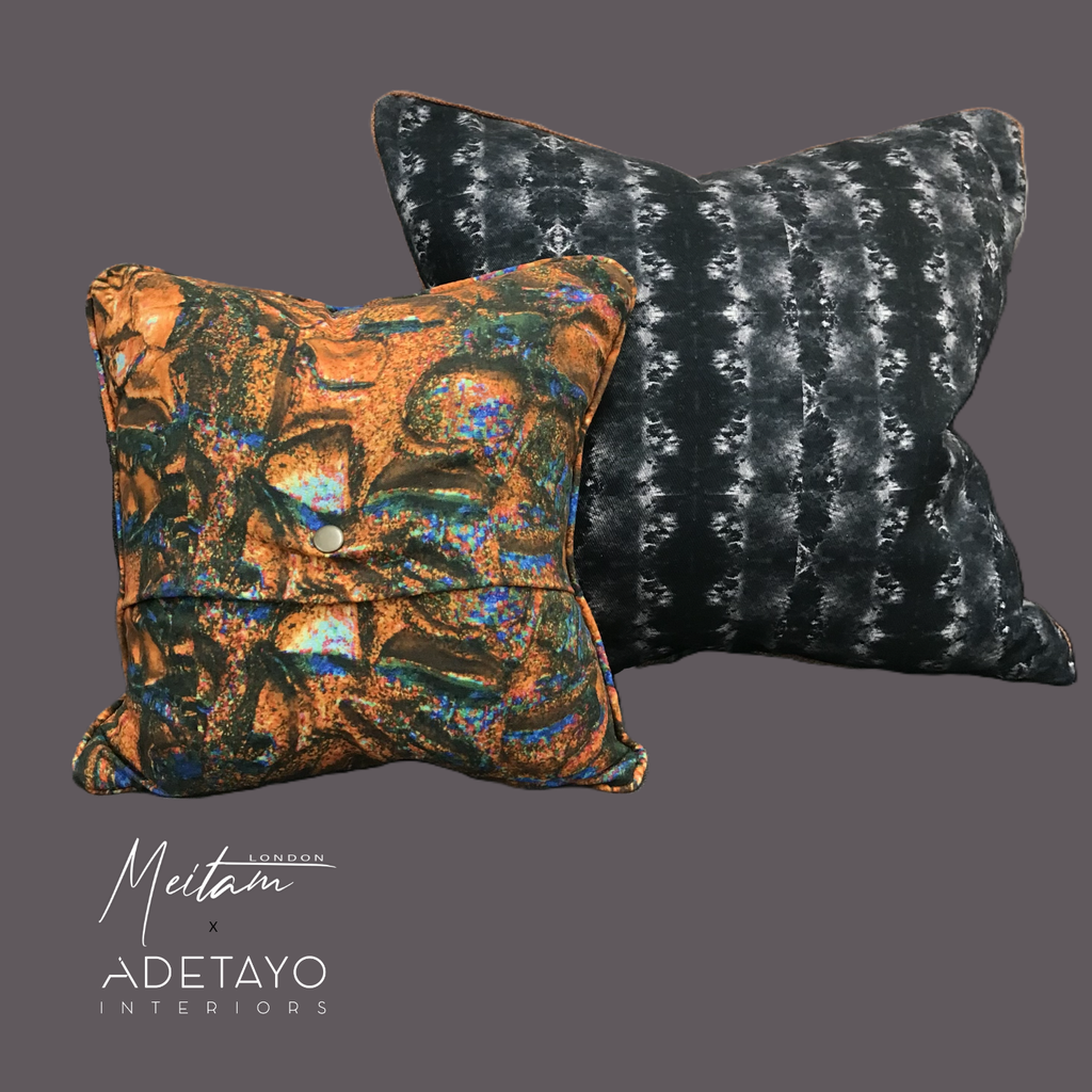 Orange and Blue Kola Nut Mini Cushion