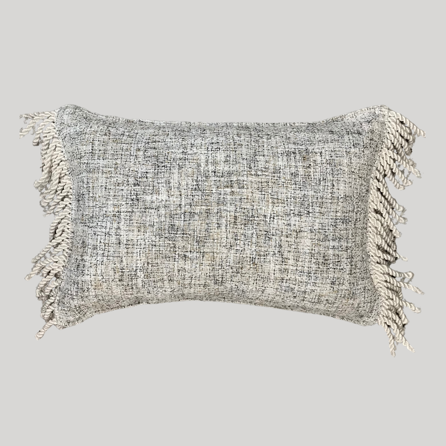 Neutral Fringed Cushion - Rectangle Double-Sided