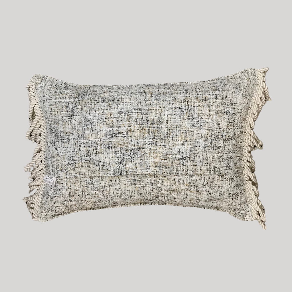 Neutral Fringed Cushion - Rectangle Double-Sided