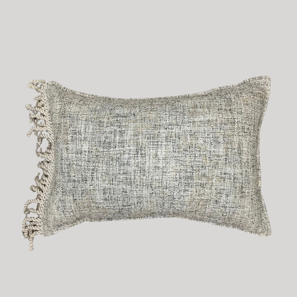 Neutral Fringed Cushion - Rectangle Single-Sided