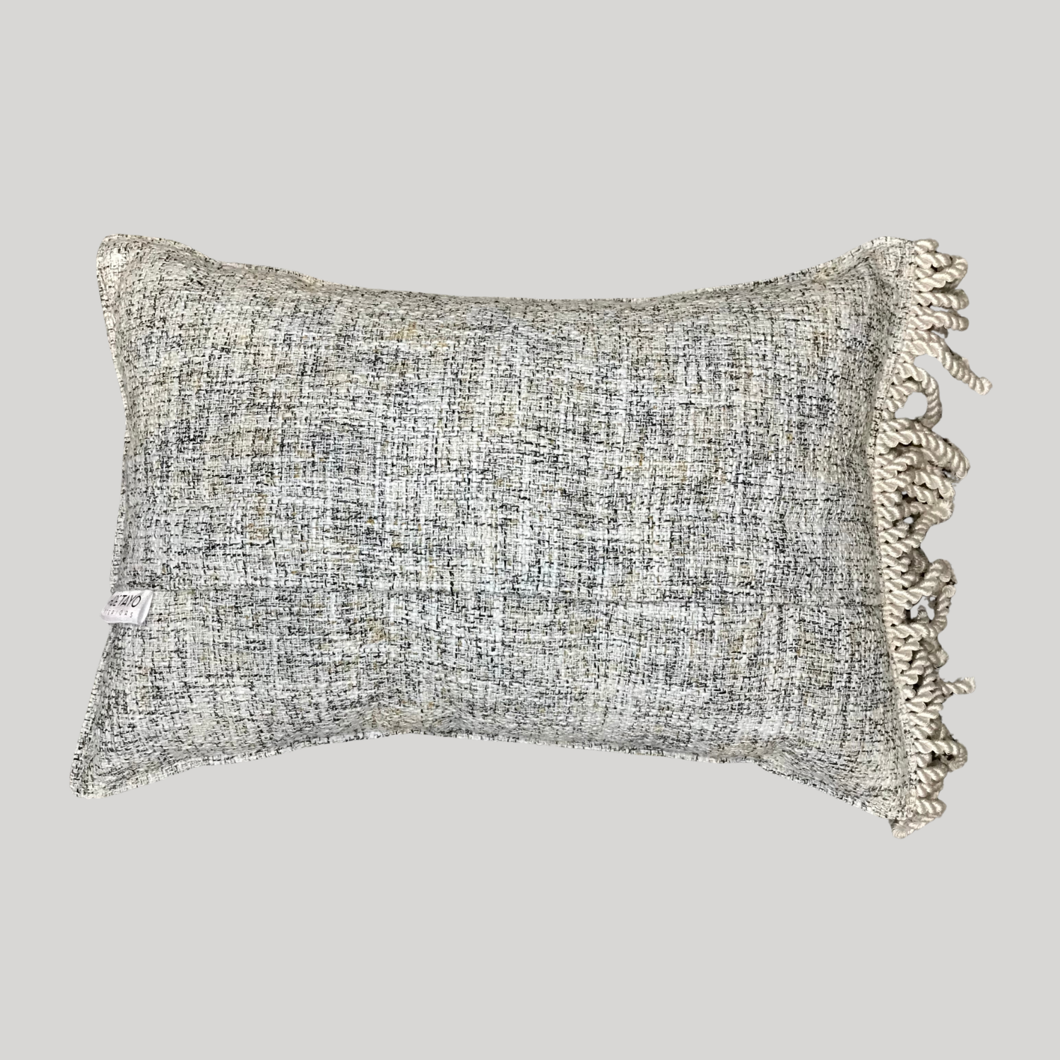 Neutral Fringed Cushion - Rectangle Single-Sided