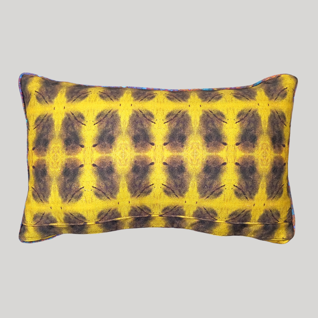 Yellow and Purple Abstract Rectangular Cushion