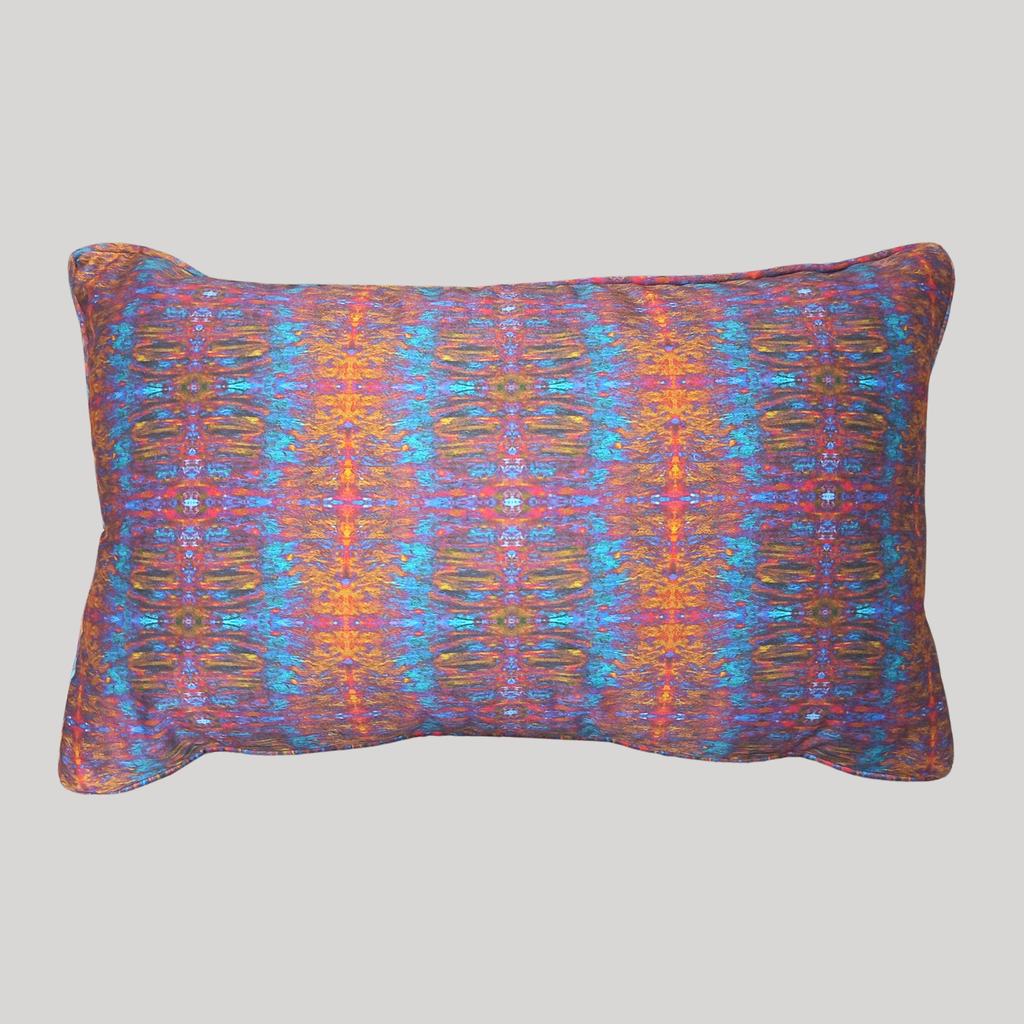 Yellow and Purple Abstract Rectangular Cushion