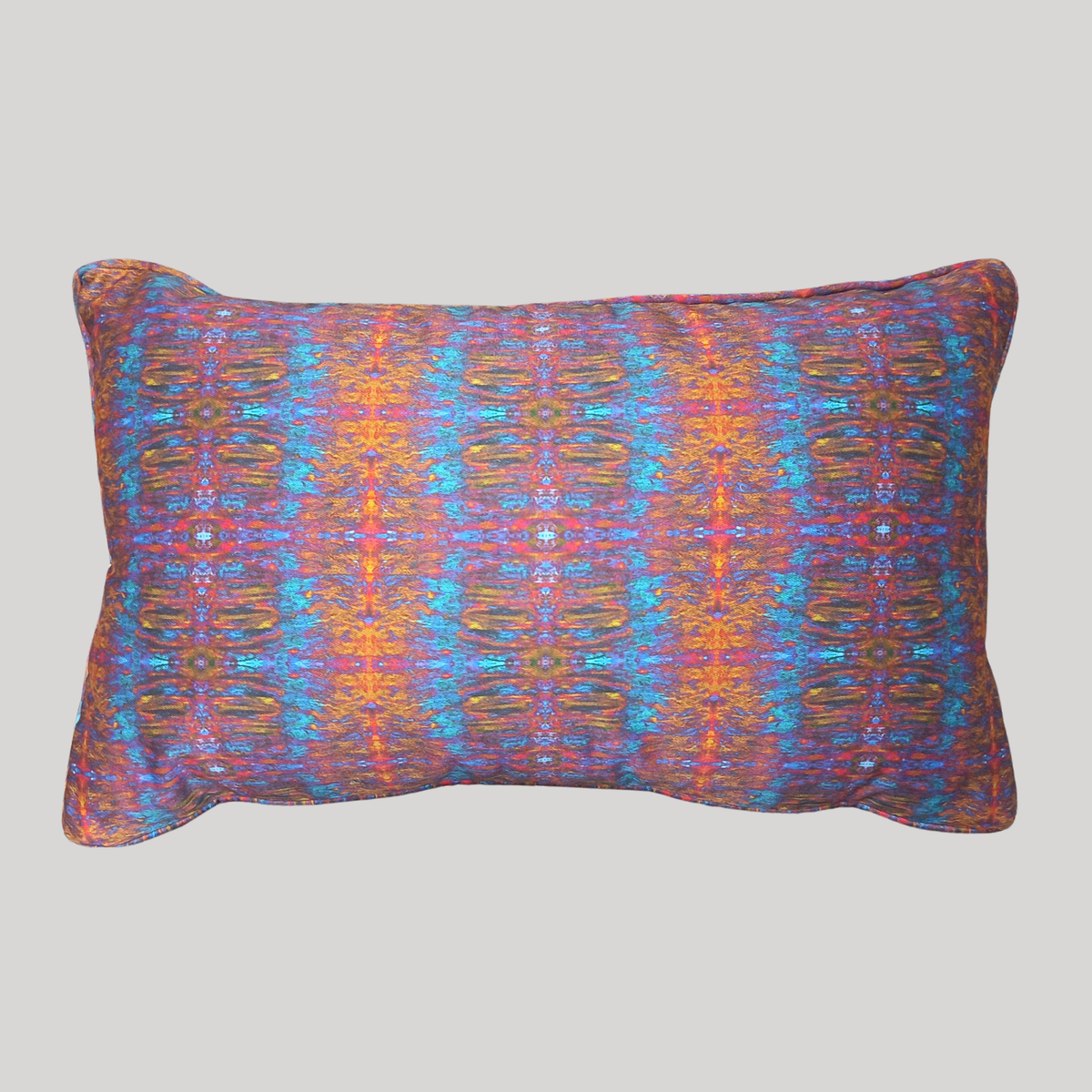 Yellow and Purple Abstract Rectangular Cushion