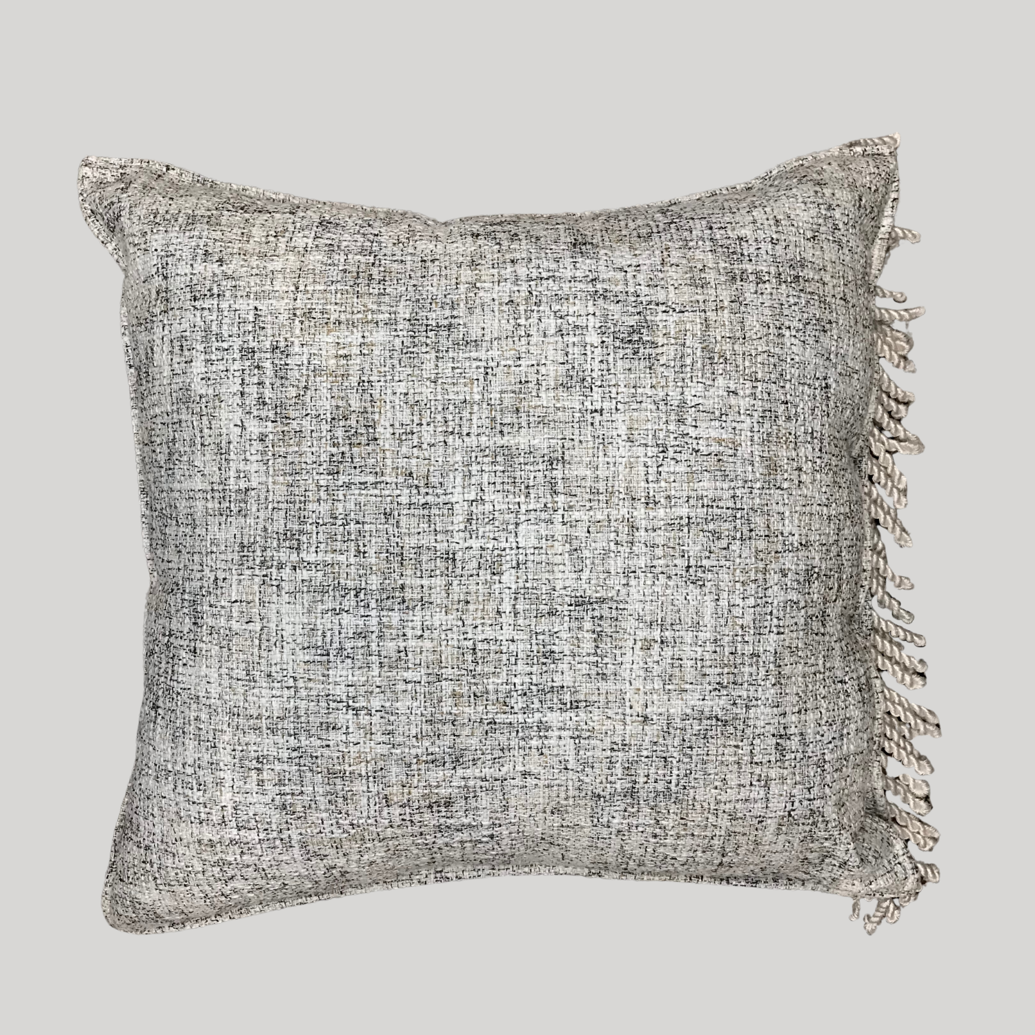 Neutral Side Fringed Cushion - Square