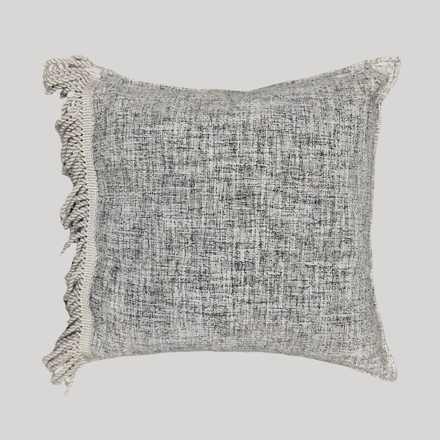 Neutral Side Fringed Cushion - Square
