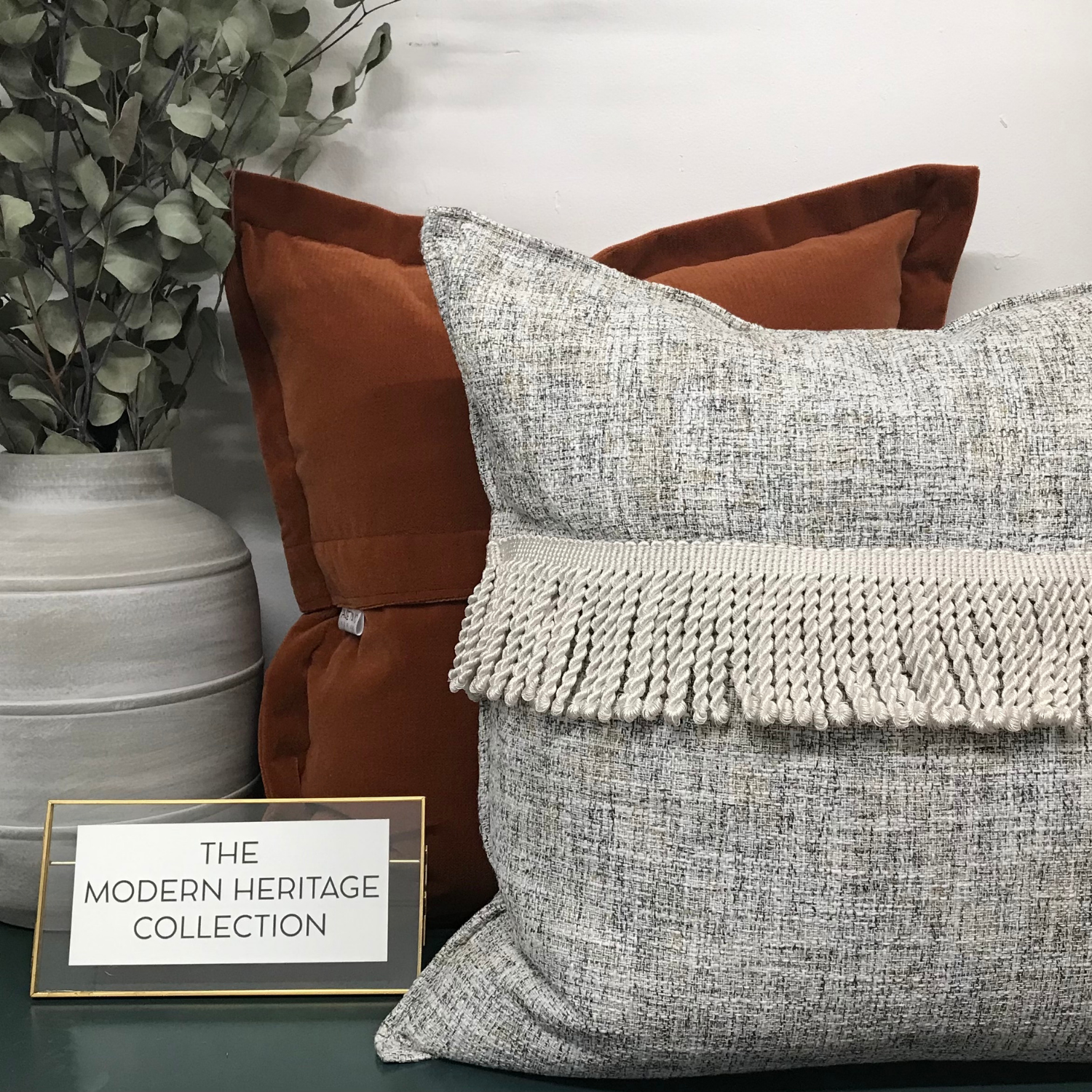 Large Burnt Orange Velvet Cushion